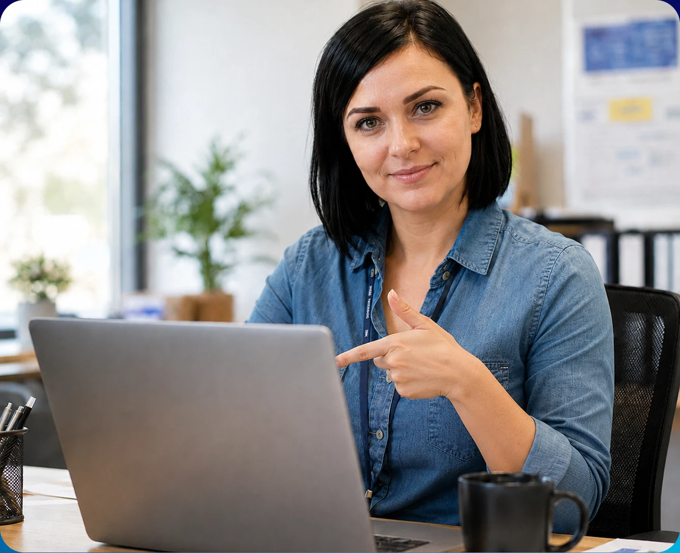 Kobieta pracująca na laptopie w biurze